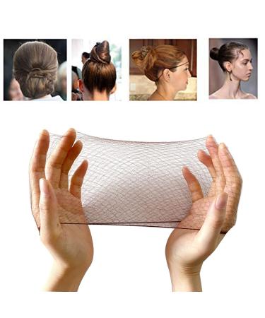 50PCS Hair Nets Invisible Elastic Edge Mesh Bun Hair Nets for Ballet Dance 20 Brown