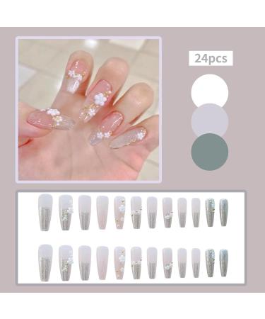 Golden Sequins Flower Press-on Nails for Women - Spring/Summer Nail Art DIY Kit - Buy Online on SooperMarket.com