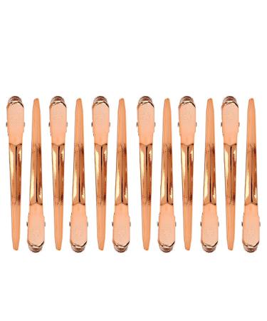 12pcs Rose Gold Hair Clips Hairpin Set - Salon Clamp Grips for Hairdressers | Durable Duckbill Hair Accessories - Buy Online on SooperMarket.com