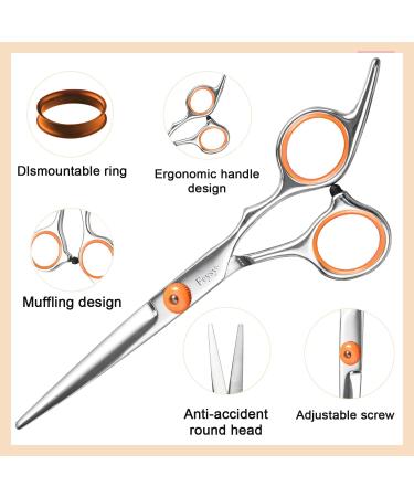 Effy Professional Hair Scissors Set | Best Hair Cutting Scissors for Men Women & Dogs | High-Quality Orange Hairdresser Tools - Buy Online on SooperMarket.com
