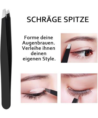 Pluck Econtal Black Tweezers with Case | Professional Sloping Eyebrow Hair Plucking Tool - Buy Online on SooperMarket.com