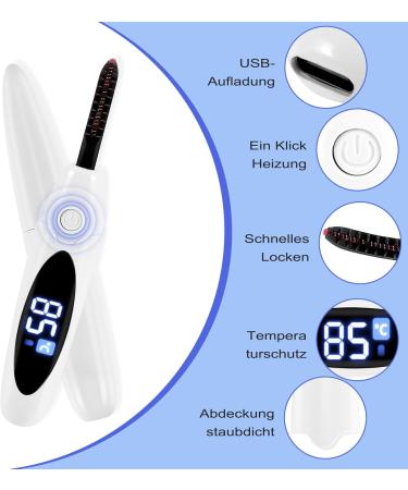 BYCUFF Electric Heated Eyelash Curler USB Charge Makeup Curling Kit Long Lasting Natural Eye Lash Curler White - Buy Online on SooperMarket.com