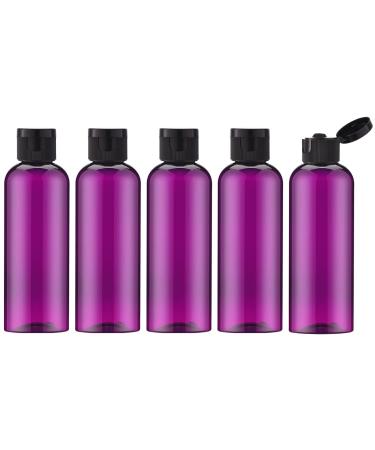 TOUREAL 100ML travel bottles set with flip cap (5 pieces) empty donor plastic bottle set filling bottles for cosmetics with funnel (violet)