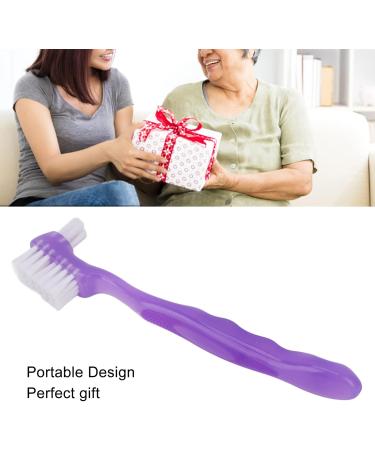 False Teeth Brush Plaque Removal Denture Toothbrush Double Sided Ergonomic Portable Soft Hair for Home Travel for Elderly(Purple) - Buy Online on SooperMarket.com