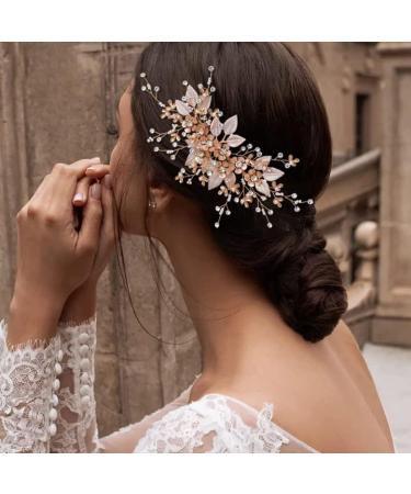 Bride Wedding Hair Comb Bridal Hair Accessories for Women Flower Rhinestone Headpiece Bridal Pearl Hair Accessories for Girls Silver Hair Accessories - Buy Online on SooperMarket.com