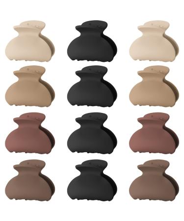 Lolalet 12 pieces Small hair clips hair clip 4cm mini hair claws hair clips for women girls children thick thin hairstyle clamps strong stylish acrylic banana clip -brown