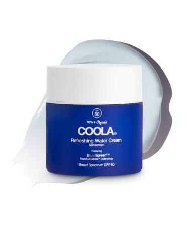 COOLA Organic Refreshing Water Cream Face Moisturizer with SPF 50 Dermatologist Tested Face Sunscreen with Plant-Derived BlueScreen Digital De-Stress Technology 1.5 Fl Oz