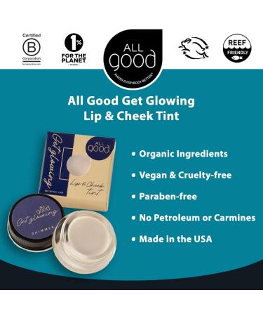 All Good Get Glowing Lip & Cheek Highlighter - Vegan Mineral Face Makeup - Organic Botanical Ingredients - Buy Online on SooperMarket.com