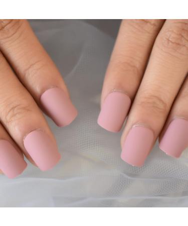 Dried Rose Matte Short Square Acrylic False Nails - 24pcs Set | International Shipping - Buy Online on SooperMarket.com