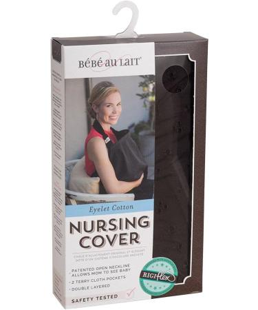 Bebe au Lait Premium Cotton Nursing Cover | Adjustable Strap Boned Apron for Breastfeeding | Stylish Eyelet Black Design - Buy Online on SooperMarket.com