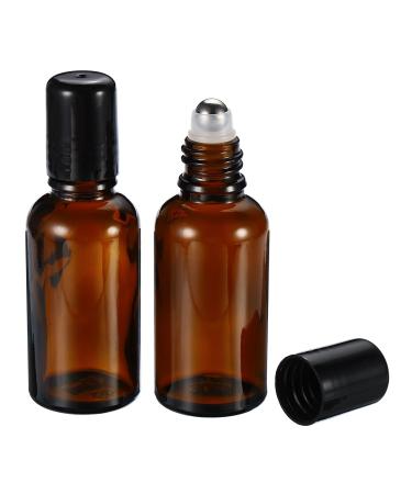 PATIKIL 30mL Roller Bottles 3 Pack Amber Glass Essential Oil Roller Ball Black Caps Refillable Sample Containers Brown