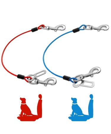 Mi metty strap off dog car car bite -resistant dog leash made of steel wire with car dog cliffs clasp strap car for all dogs red+blue 16 inch/40 cm