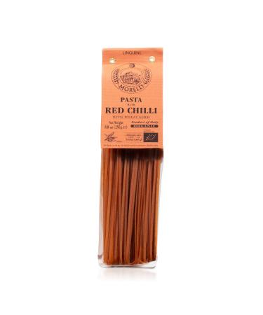 Morelli Red Chili Linguine Pasta - Red Pepper Pasta with Wheat Germ - Italian Pasta from Italy - Naturally Flavored Pasta - Gourmet Pasta - NON GMO - ORGANIC - 8.8oz (250g) Chili 8.8 Ounce (Pack of 1)