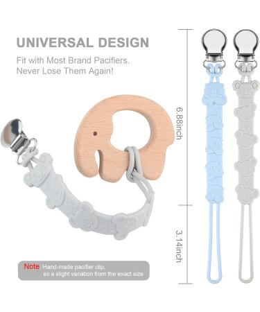 Kowlone Koala Bear Silicone Dummy Clip - Soother Pacifier Chain for Teething Baby - Grey Blue Design - Buy Online on SooperMarket.com