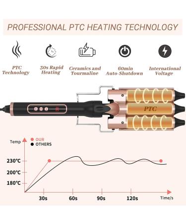5 in 1 Hair Curling Iron Set - Interchangeable Wands Fast Heat Up Adjustable Temp Includes Gloves & Clips - Perfect Curly Hairstyle - Buy Online on SooperMarket.com