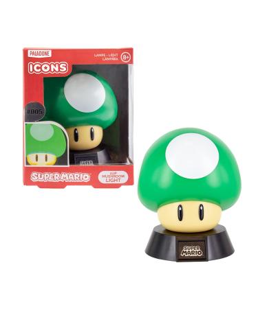 Nintendo Super Mario Mushroom 3D lamp Icon Light green green/white printed 100% plastic with LEDs in a display box.