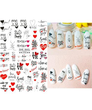 Letter Nail Art Stickers - 3D Self-Adhesive Alphabet Decals for Designer Manicure Tips - 8 Sheets English Letters & Words Design - Nail Decoration for Women & Girls - Buy Online on SooperMarket.com