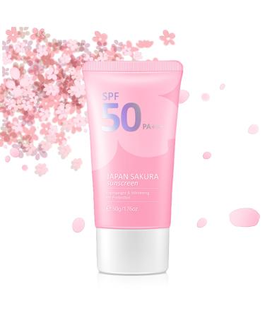 Sakura Face Sunscreen SPF 50 PA+++ Sunscreen Face face Cream SPF 50 with Centella SPF50 Moisturiser for Face Anti Redness Cream Lightweight Non-Greasy Waterproof Non Comedogenic Sunscreen