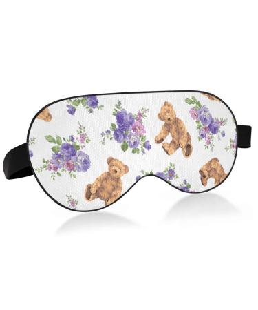 Haskirky Light Blocking Eye Mask Breathable and Adjustable Adult Men and Women Travel on Business Trips Yoga Meditation Light Smooth Comfortable Eye Mask Office Deep Sleep Goodies Bears Flowers