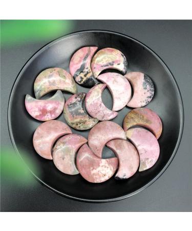1pc Natural Rhodonite Crystal Stone Moon Shaped MeditationPolished Gift Natural Stones and Minerals Home Goods