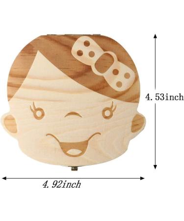 Wooden Baby Teeth Save Box - Kids Tooth Organizer in Souvenir Wood Gift (Girl) - Buy Online on SooperMarket.com