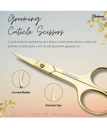 Stelone Professional Eyebrow Scissors - Small Curved Stainless Steel Beauty Scissor (Gold) - Buy Online on SooperMarket.com