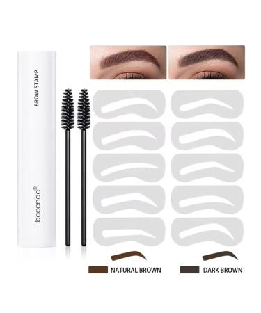 Double Eyebrow Stamp Kit | 10 Eyebrow Stencils for Perfect Shaping | Natural & Dark Brown Makeup Set - Buy Online on SooperMarket.com