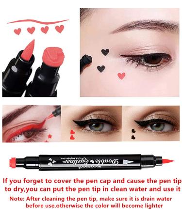Go Ho 4 PCS Red and Black Liquid Eyeliner Stamp Pen - Waterproof Double-sided Seal Eyeliner Stencils for Long-Lasting, Smudge-Proof Cat Eye Look - Heart Star Moon Flower Design - 2 Red + 2 Black - Buy Online on SooperMarket.com