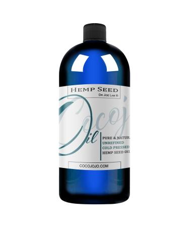 cocojojo Hemp Seed Oil - Pure Unrefined Cold Pressed Undiluted Raw Vegan Non GMO Bulk Carrier Oil - 32 oz - 1 Quart - Extra Virgin DIY Soap Essential Oils Formulas