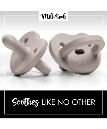 Milk Snob Calm n Cuddle Silicone Pacifier 6-18 Months | BPA Free Teether & Soother for Baby Girl and Boy | Stage 2 Gray Linen - Ideal Baby Registry & Shower Gift - Buy Online on SooperMarket.com