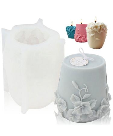 Cylinder Candle Molds Silicone  3D Rattan Flowers Silicone Candle Mould for Aromatherapy Candle  Handmade Soap Making  Wax Melt Molds  DIY Craft  Home Decor (B)