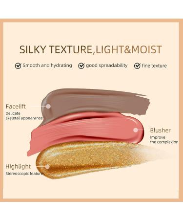 Mrettick 3 Color Liquid Contour Stick Bronzer | Face Highlighter & Contour Wand | Lightweight & Natural Makeup Brushes - Buy Online on SooperMarket.com