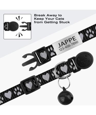 Tagme 2er-Pack Reflective Cat Neck Band with Safety Clasp & Bell | Custom Name & Address Shield for Kittens - Fits 15-20 cm - Black - Buy Online on SooperMarket.com