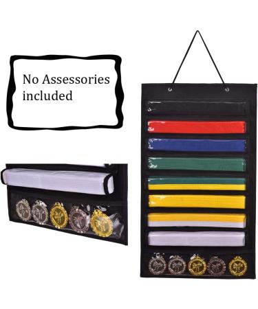 LYFFXYH Martial Arts Belts Organizer - Hanging Medal Display Rack for 8 Belts | Karate Belt Holder in Dust-Proof Black - Buy Online on SooperMarket.com
