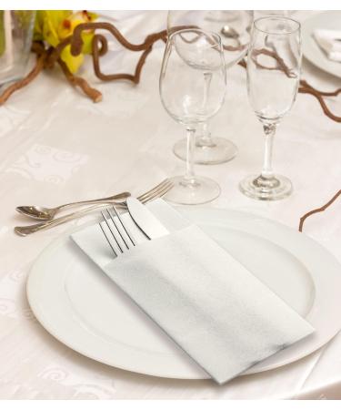 LEKOCH 100 PCS White Disposable Napkins - Premium Air Laid Fabric Napkins for Weddings & Events - 43x30 Cutlery Bags Included - High Quality - Buy Online on SooperMarket.com