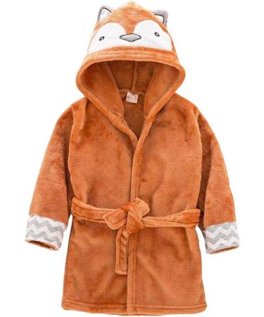 CuteOn Unisex Baby Kids Cartoon Animal Flannel Hooded Bathrobe Pajamas Nightwear - Cozy Fox Design for Infants & Toddlers | International Shipping Available - Buy Online on SooperMarket.com
