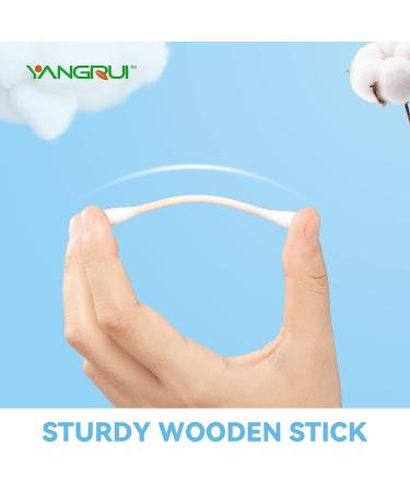 YANGRUI Cotton Swab 510 Count BPA-Free Wooden Stick Double Round Ear Swabs Eco-Friendly Cotton Buds - Pack of 1 - Buy Online on SooperMarket.com