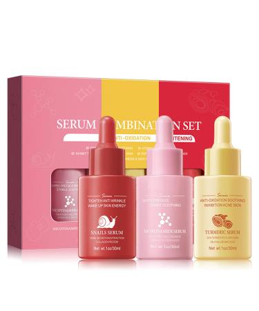 Face Serum Skin Care Set Anti Aging Serum Skin Care Sets & Kits:Nicotinamide Serum Turmeric Serum Snail Serum Serum For Face Care Sets For Women Birthdays Christmas Anniversaries