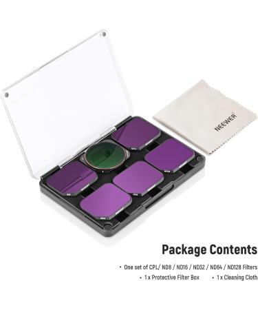 NEEWER 6 Pack ND/CPL Filter Set for DJI Mavic 3 - ND8/16/32/64/128 Filter/CPL Filter, Classic HD Optical Glass, Multi Coated, Water Repellent, Lightweight Drone Accessories - Buy Online on SooperMarket.com