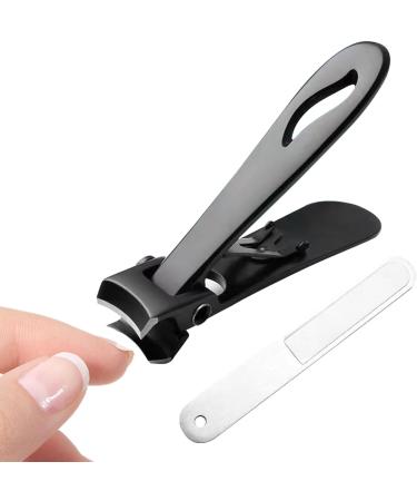 Nail Clippers with File Nail Clippers Set Fingernail Cutter | Professional Heavy Duty Precision Stainless Steel Nail Clippers with Nail File for Stunning Nails Home and Travel Black - Buy Online on SooperMarket.com
