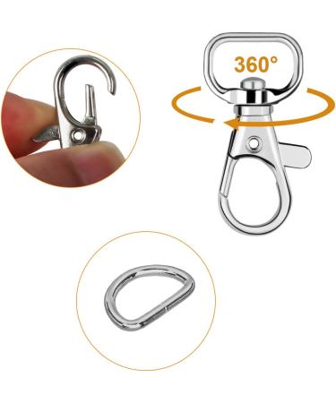 SANNIX 120 Pcs Keychain Clip Hooks with D Ring Include 60Pcs Swivel Snap Hooks Lanyard Clip and 60Pcs D Ring for Purse Hardware Sewing Projects (1/2 Inside Width) Silver - Buy Online on SooperMarket.com