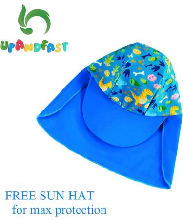 UPF 50+ Blue Dinosaur Baby Swimwear | Snap Bottom One Piece Swimsuit for Boys/Girls 12-18 Months - Buy Online on SooperMarket.com