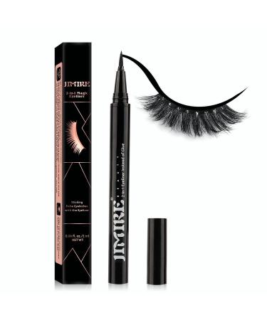 JIMIRE 2-in-1 Eyeliner Instead of Glue Magic Eyeliner Extra Strong Hold for False Eyelashes No Magnet & No Glue Needed Only for 20 s to Apply Lashes Lash Remover