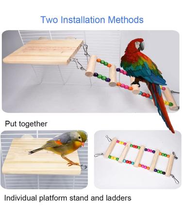 Wooden Bird Ladder Stand with 8 Swings - Perfect for Pet Training and Play | Bird Cage Accessories for Cockatiel Parakeet - Buy Online on SooperMarket.com