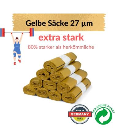 Extra Strong Yellow Recycling Bags 27 | 90 Liters | DSD Compliant | Heavy-Duty Waste Bags - 10 Pack - Buy Online on SooperMarket.com