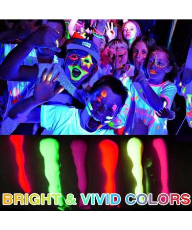 Glow in the Dark Neon Face Body Paint Set - 6 Colors, Washable Black Light Makeup for Party, Halloween, Christmas, Cosplay - 0.48oz Tubes - Buy Online on SooperMarket.com