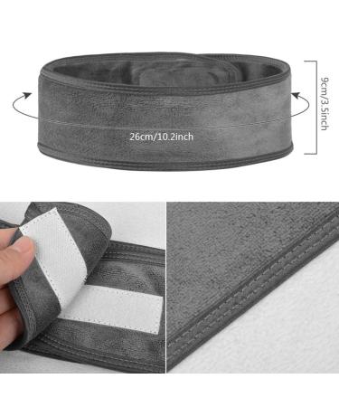 Queta Adjustable Hair Band for Makeup - Terry Cloth Cosmetic Headband Set (3pcs) - Gray - Hair Protection with Velcro Fastener - Buy Online on SooperMarket.com