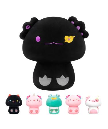 Mewaii 8'' Soft Devil Axolotl Mushroom Plushie Stuffed Animal Plush Pillow Squishy Toy - Black Teufel Axolotl 8 Inch