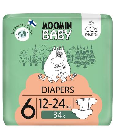 Muumi baby ko diapers size 6 12-24 kg 34 pieces soft premium diapers |Soft and skin -friendly breathable absorbent no unnecessary chemicals |Size 6 (34 pack)
