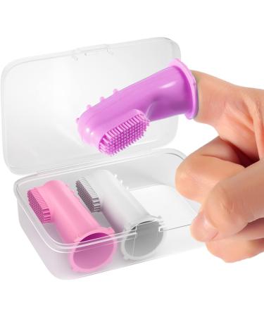 Silicone Finger Toothbrush for Toddlers and Baby Teething Massager - Gentle Oral Hygiene Training - 3 Pack (Girls) - Buy Online on SooperMarket.com